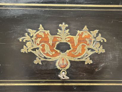 Liqueur cellar case in blackened wood and...