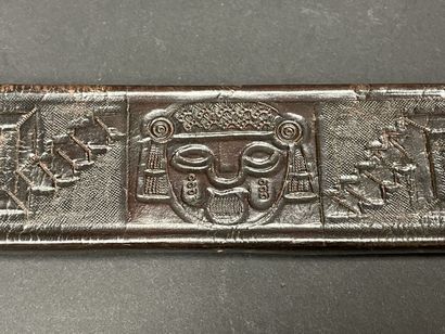 Leather frame decorated with drawings of...
