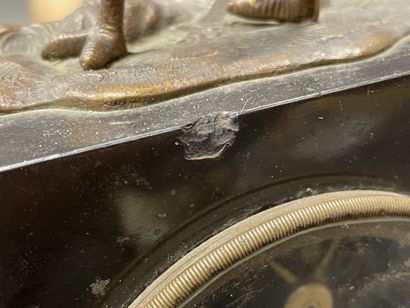 Ostrich clock.
Black marble base surmounted...