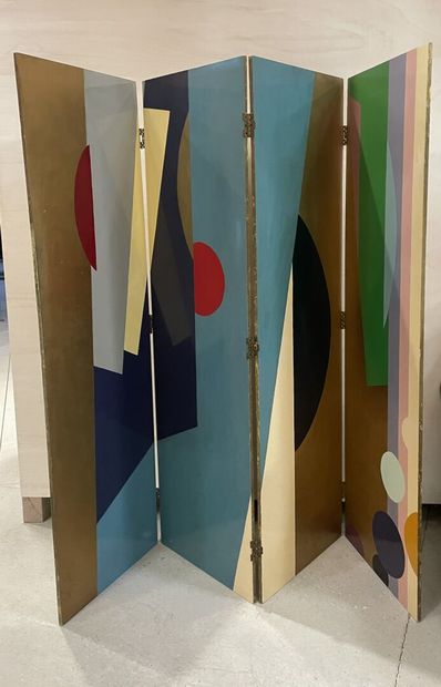 Screen in melamine lacquered on two sides.
Signed...