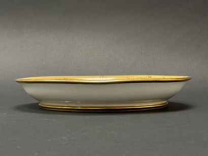 Sèvres: Porcelain navette bowl with gold...