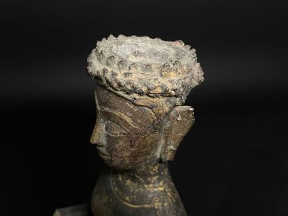 Standing Buddha in long monastic cloak
Face...