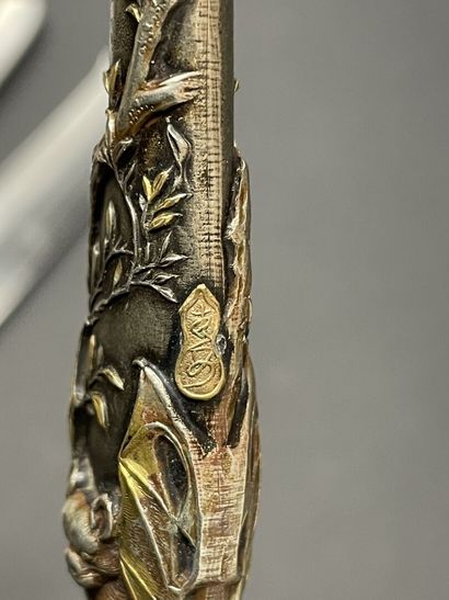 Silver flatware set, sentoku patinated bronze...