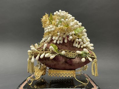 Bridal bouquet, orange blossoms in fabric,...