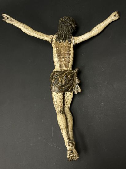 Crucifix Christ in polychrome carved wood...