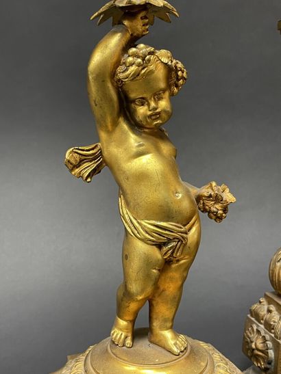*Bronze mantelpiece with clock and pair of...