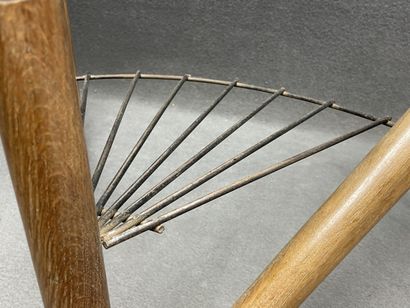 Triangular coffee table, tripod base in light...