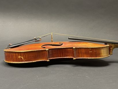 Violin in case, bearing a label 