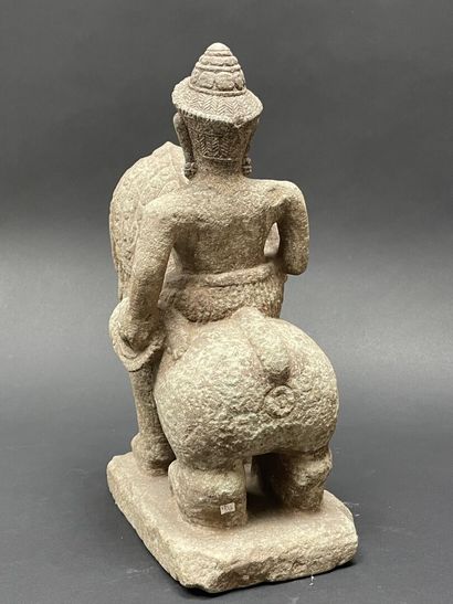 Vishnu riding the roaring Singha Lion, holding...