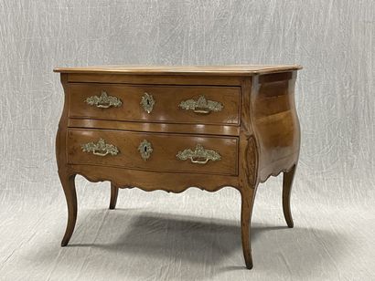 Curved chest of drawers in blond fruitwood,...