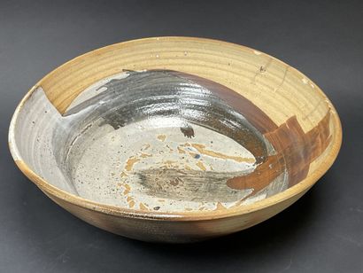 LA BORNE Very large stoneware bowl, abstract...