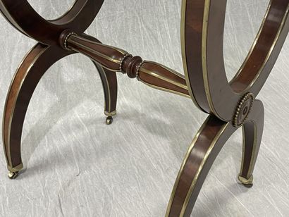 Mahogany veneered working table, underlined...