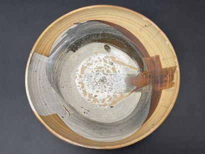 LA BORNE Very large stoneware bowl, abstract...