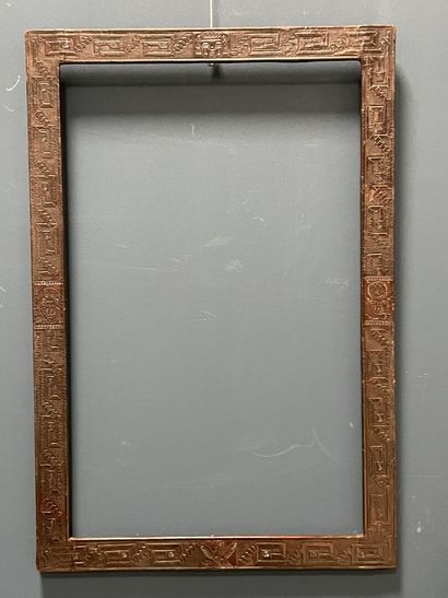 Leather frame decorated with drawings of...