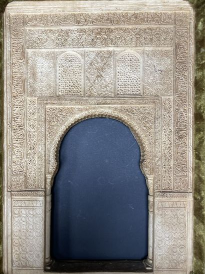 Model of the Alhambra Gate in plaster, velvet...