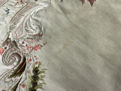 Table or altar top in embroidered silk. 
19th...