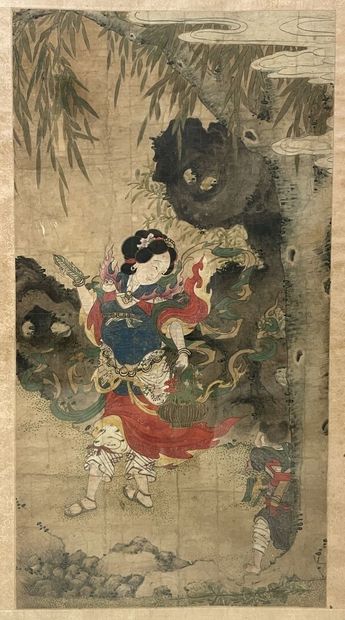 Ecole japonaise du XIX°sècle.
Huile sur toile...