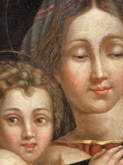 Italian school XIX° century.
Virgin and Child.
oil...