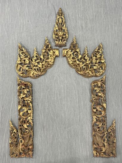 Mandorla-shaped portico with finely carved...