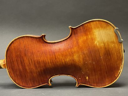 Violin in case, bearing a label 