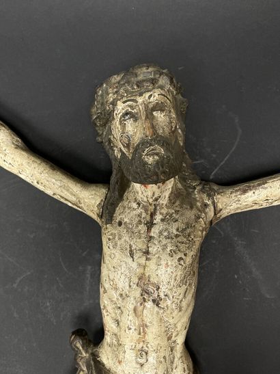 Crucifix Christ in polychrome carved wood...