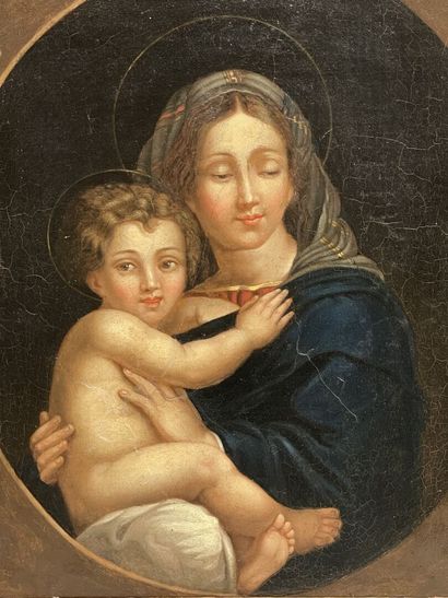 Italian school XIX° century.
Virgin and Child.
oil...