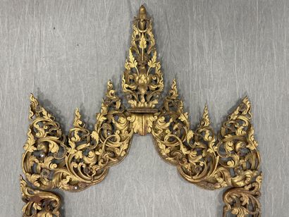 Mandorla-shaped portico with finely carved...