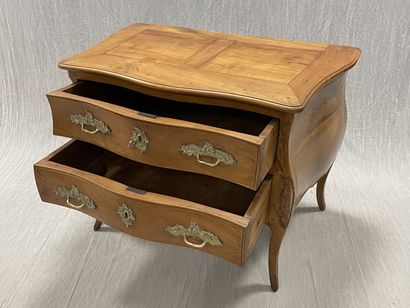 Curved chest of drawers in blond fruitwood,...