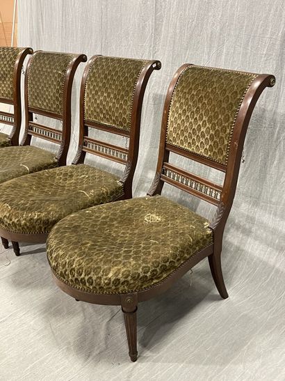 Suite of four mahogany and mahogany veneered...