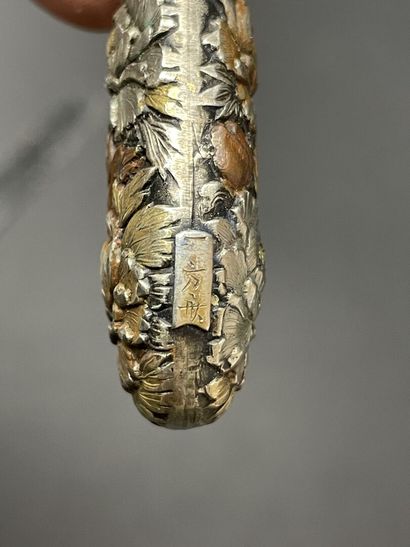 Silver flatware set, sentoku patinated bronze...