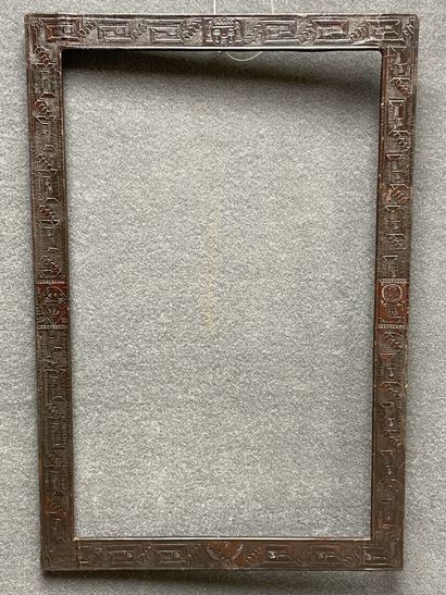 Leather frame decorated with drawings of...