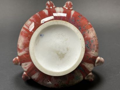 Six-handled porcelain vase, oxblood enamel,...