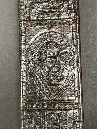 Leather frame decorated with drawings of...