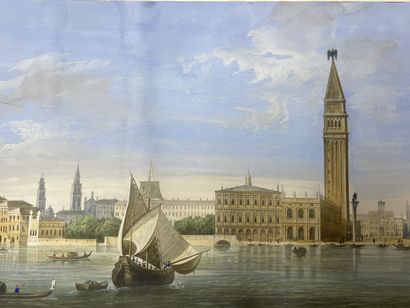 Ecole italienne XIX siècle. 
Vue panoramique...