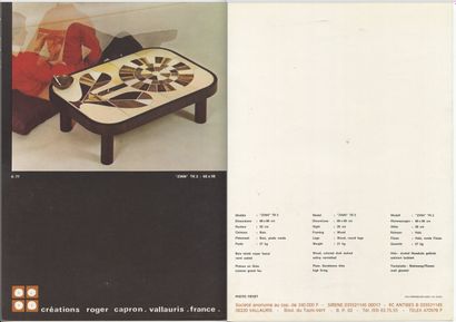 Roger CAPRON (1922-2006) : 
Table basse modèle...