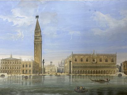 Ecole italienne XIX siècle. 
Vue panoramique...
