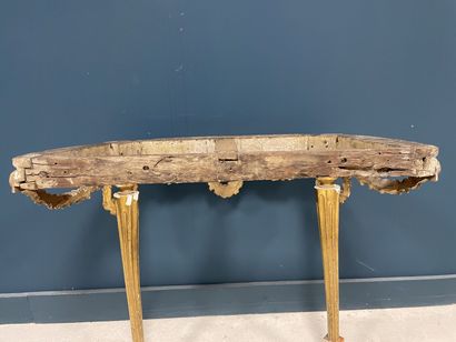 Console en bois sculpté et doré, plateau...