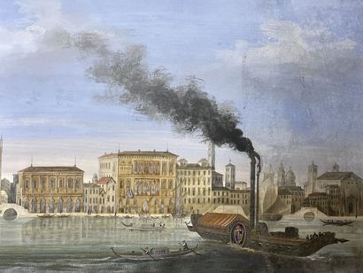 Ecole italienne XIX siècle. 
Vue panoramique...