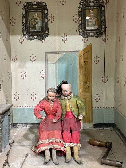 Rare cible de tir forain double animant deux...