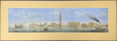 Ecole italienne XIX siècle. 
Vue panoramique...