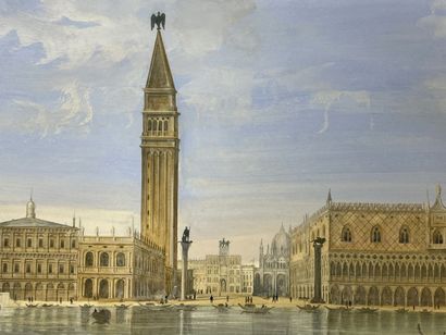 Ecole italienne XIX siècle. 
Vue panoramique...