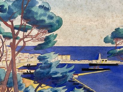 Ecole française début XX°
Le Port d' Alger...