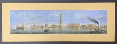 Ecole italienne XIX siècle. 
Vue panoramique...