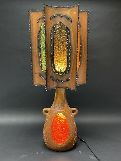 ACCOLAY 
Lampe , piétement en céramique émaillée...