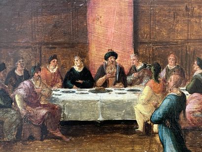 Ecole Flamande fin du XVIe siècle. 
Le Festin...