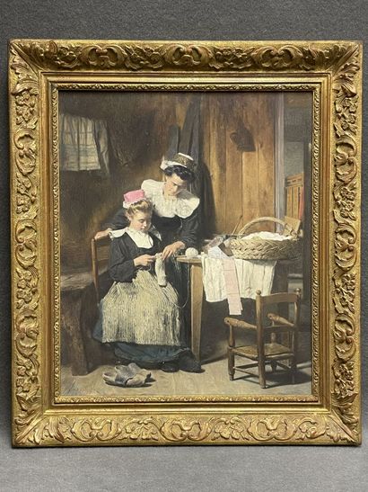 Alexis VOLLON (1865-1945)
La leçon de tricot....
