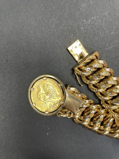 Large bracelet manchette en or, avec pièce...