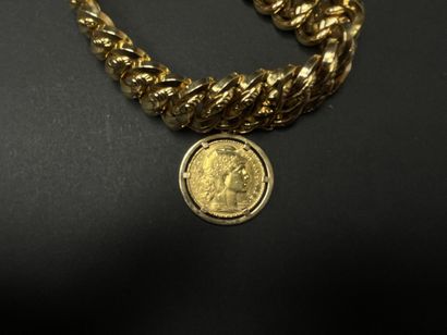 Large bracelet manchette en or, avec pièce...