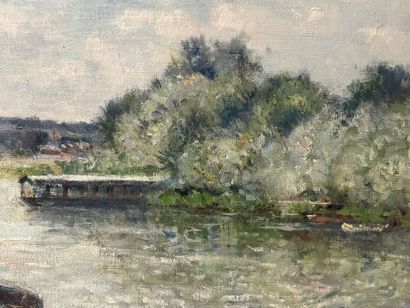 Victor VIGNON (1847-1909) 
Peniches sur la...