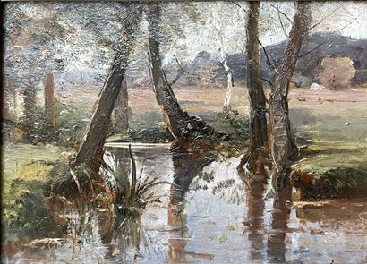Louis Aimé JAPY (1840-1916) 
Bord de rivière....